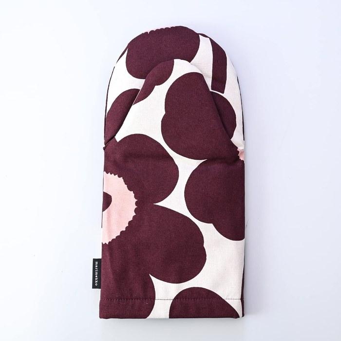 Marimekko Mittens 2022FALL Pieni Unikko Pot Holder Burgundy 71764 832 Pink / Burgundy 31.5cm X 15.5cm