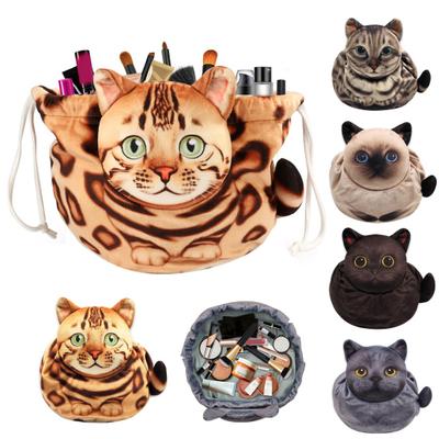 Katzen Reise Make-up Tasche Kordelzug Kosmetik Organizer Katzendesign Flach liegend Große Kapazität Kosmetiktasche Geschenk für Katzenliebhaber