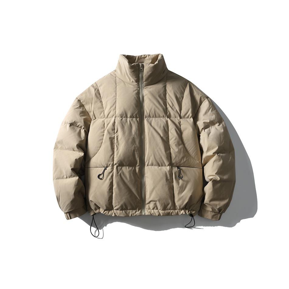 

UNDOMAZE Trendy Men s White Duck Down Puffer Jacket, Stand Collar, Loose Fit, Winter Outerwear 25021 M бежевий