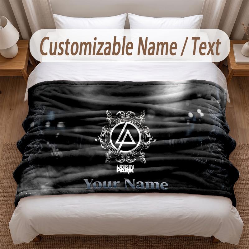 Linkin Park Printed Flannel Blanket Custom Name Text Soft Warm Throw For Bedroom Holiday Gift