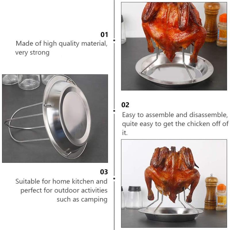 New High Quality Chicken Duck Holder Rack Grill Stand Roasting for BBQ Rib Non Stick Carbon Steel BBQ Grills Chicken Plate