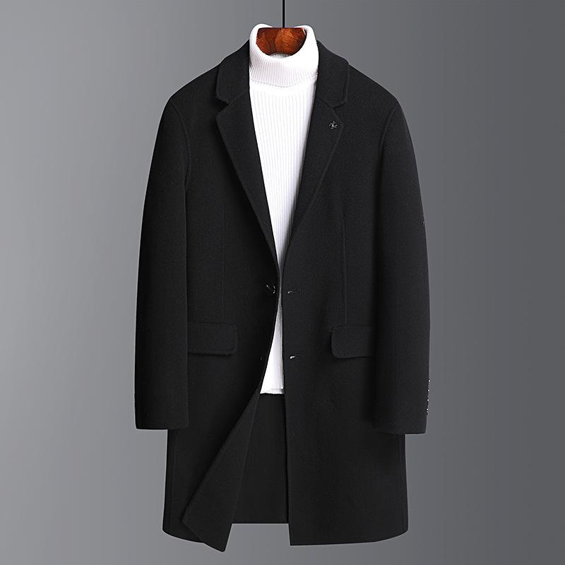Autumn and Winter New Double-sided Woolen Wool Coat Men's Slim-fitting Mid-length Cashmere Nizi Coat Windbreaker Trend Coat