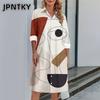 JPNTKY Fashion Autumn Winter  Long Sleeve POLO Neck Casual Dresses
