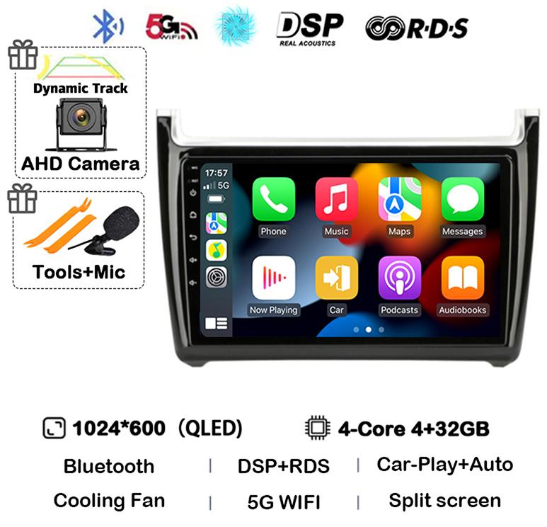 Android 14 Carplay Auto 2din Car Radio For Volkswagen VW Polo 2008-2020 Multimedia Video Player GPS Head Unit Stereo 360 Camera