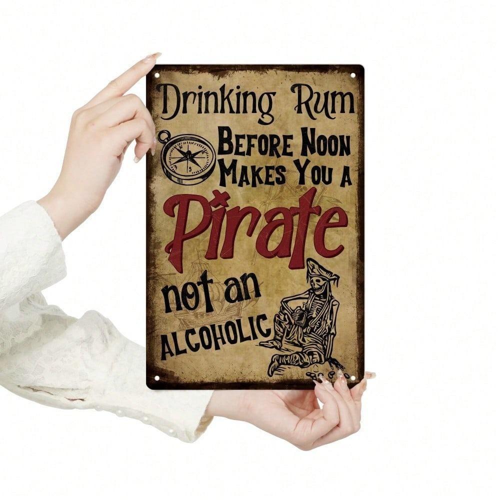 Tin Metal Wall Sign Vintage Pirate Rum Bar Decor Retro Home Pub Art 8x12 Inch
