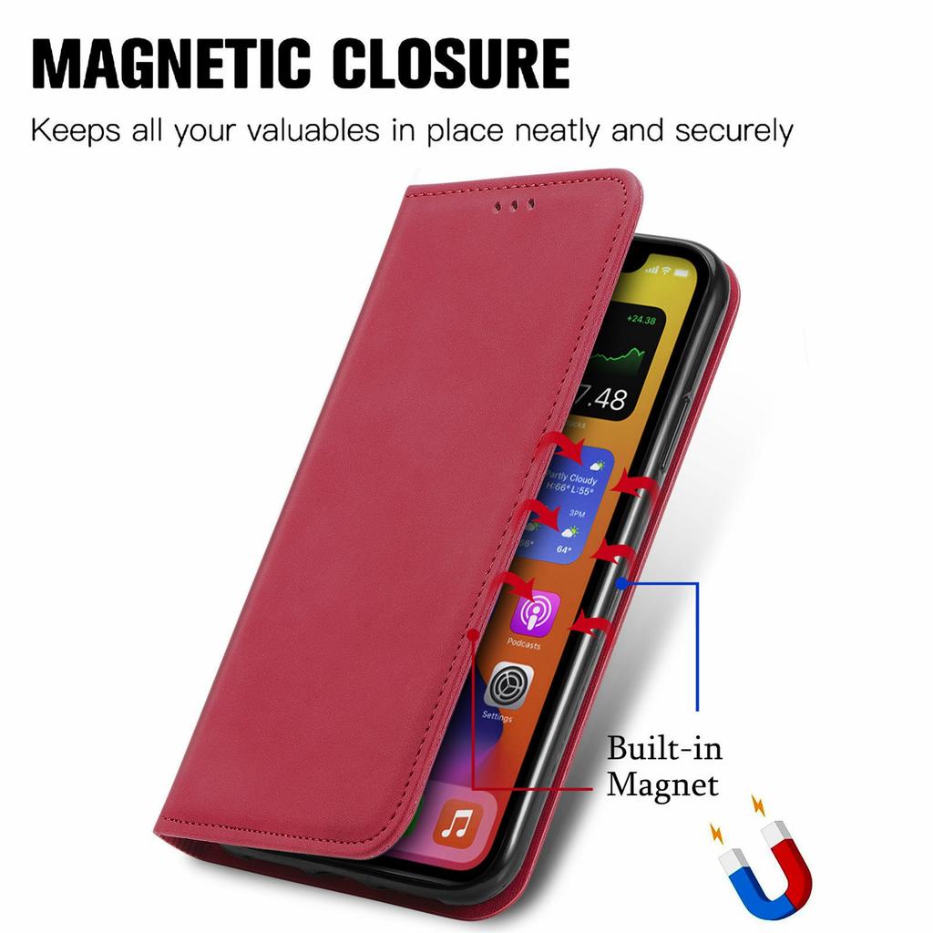 For Samsung Galaxy A25 5G (Global) (161.0 X 76.5 X 8.3mm) Case Skin Touch Feeling Card Slot Leather Phone Cover Stand Magnetic Absorption