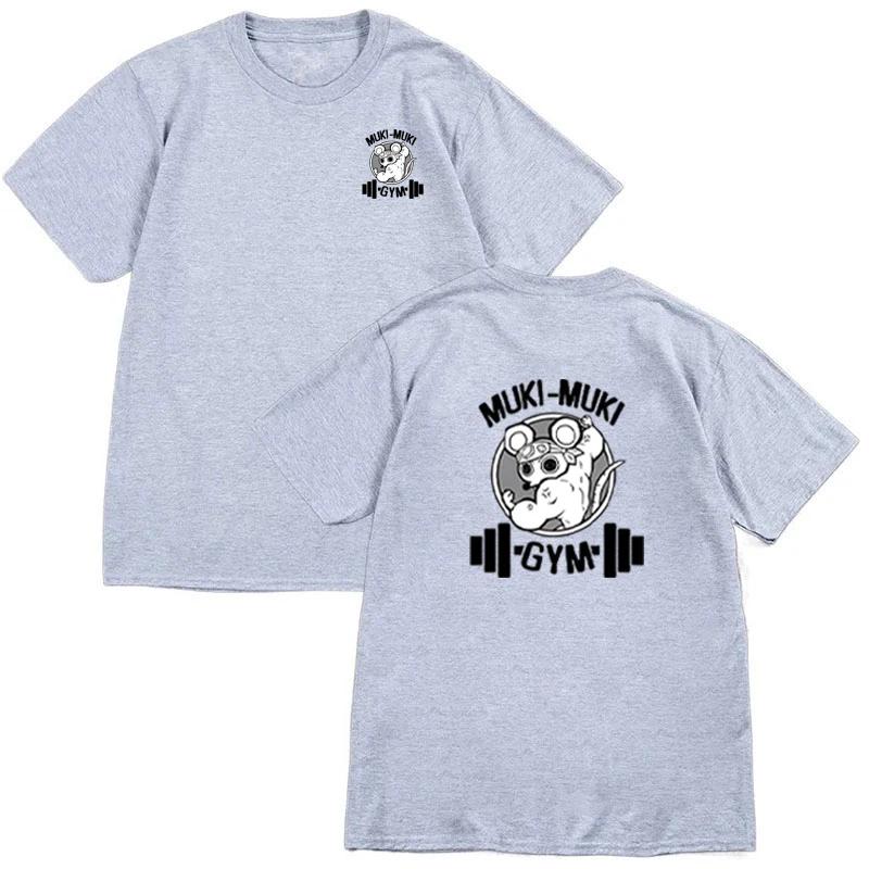 Japanese Anime Demon Slayer Printed T-Shirt Funny Ninja Mouse Muki Muki Gym T-Shirt Muscle Mouse T-Shirt Crew Neck  Top