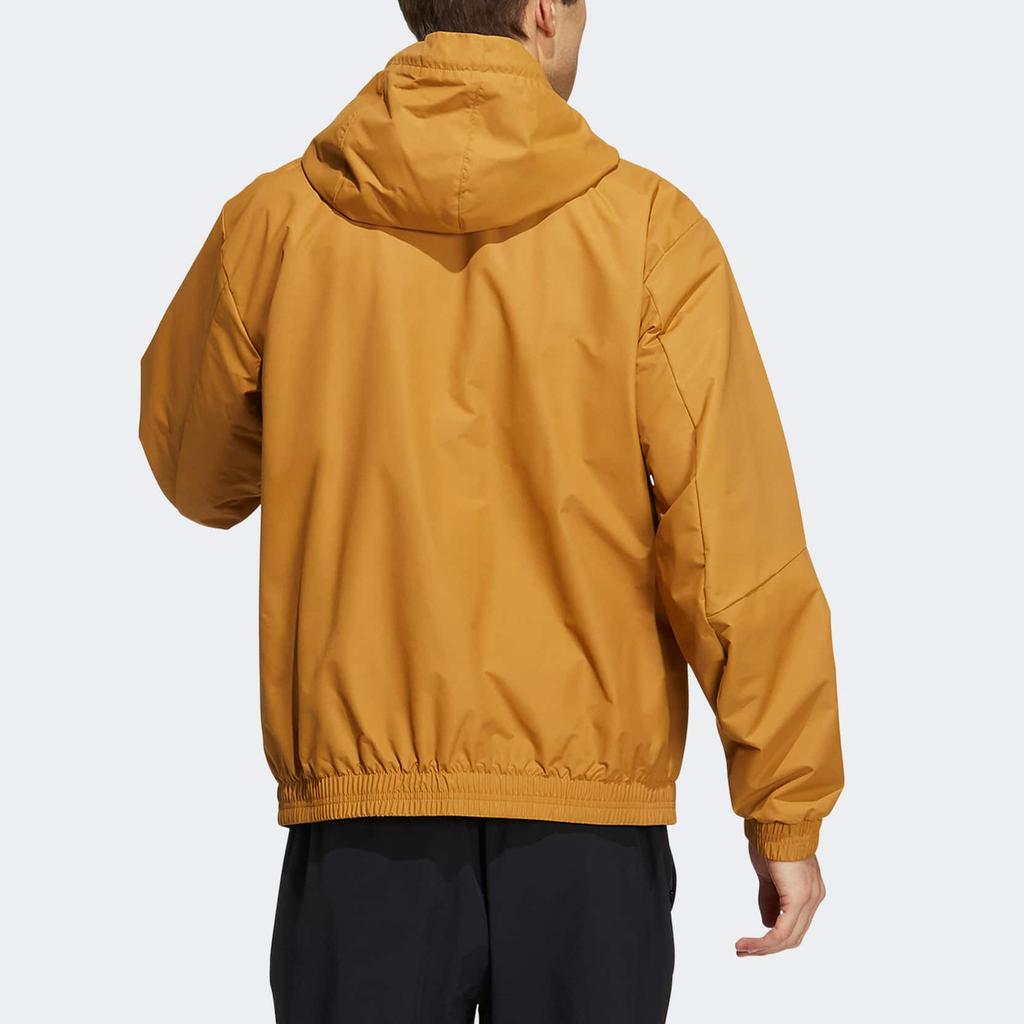 Adidas Essential Utility Windbreaker Jacket with Print Logo and Zip Hood Men Outerwear Brown HN9034