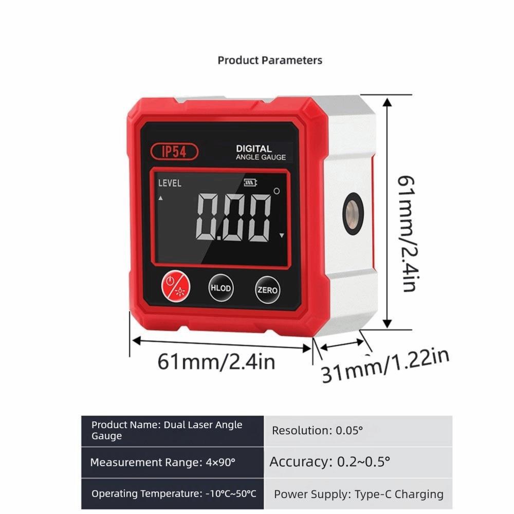 With Dual Laser Inclinometer 4x90° Electronic Goniometer Digital Angel Meter  Carpenter Tools