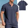 Men's Summer Lapel Button-Up Breathable Linen Polo Shirt & Casual Short Set