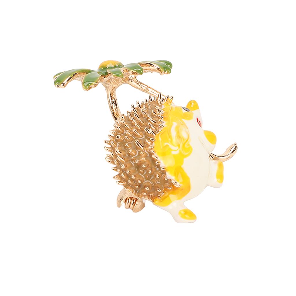 Cute Cartoon Hedgehog Flower Brooch Pin Men Women Yellow Green Alloy Enamel Exquisite Animal Brooch Jewelry