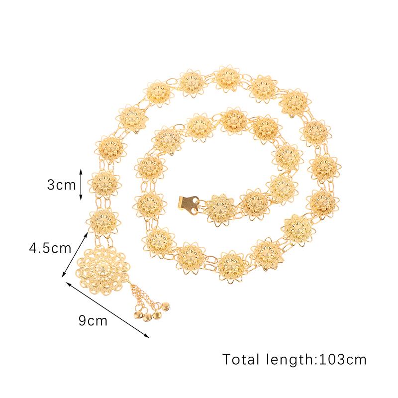 Traditional Sarong Gold Color Belt Vintage Jewelry Buckle Belt Necklace For Woman Decoration