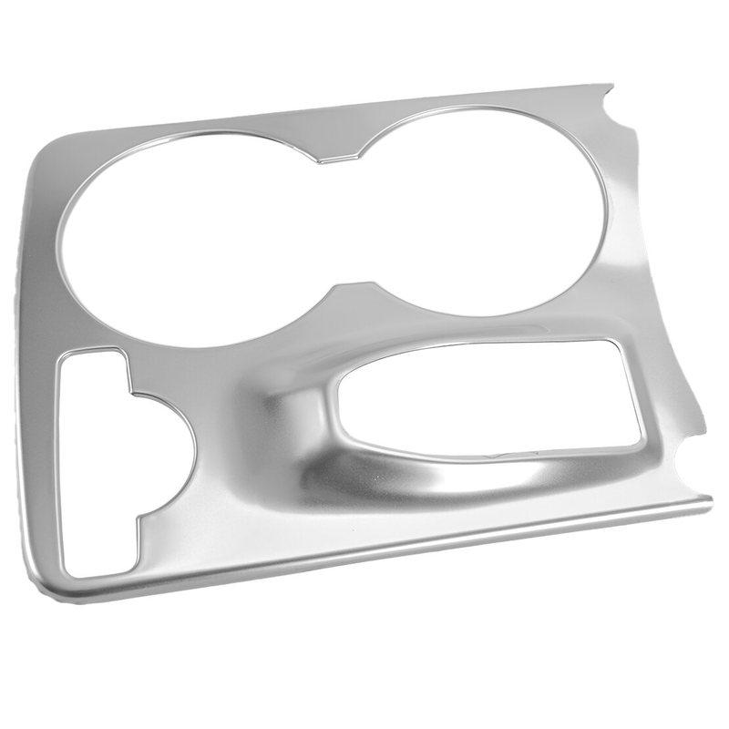 LHD Car Center Console Water Cup Holder Panel Cover Trim Fit For Mercedes Benz GLK X204 2008-2015 Silver Stainless Steel