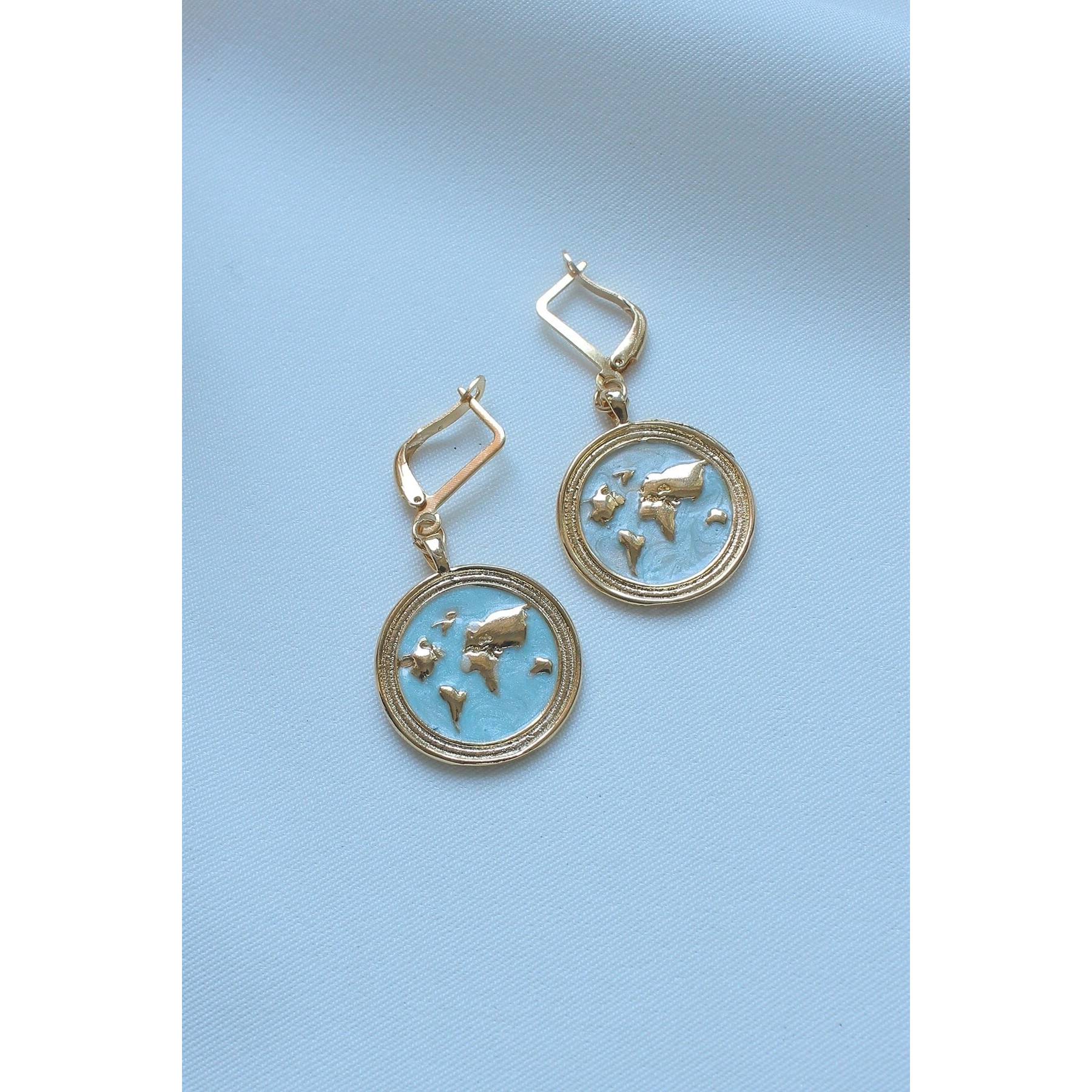 

Серьги-медальоны с синей землей