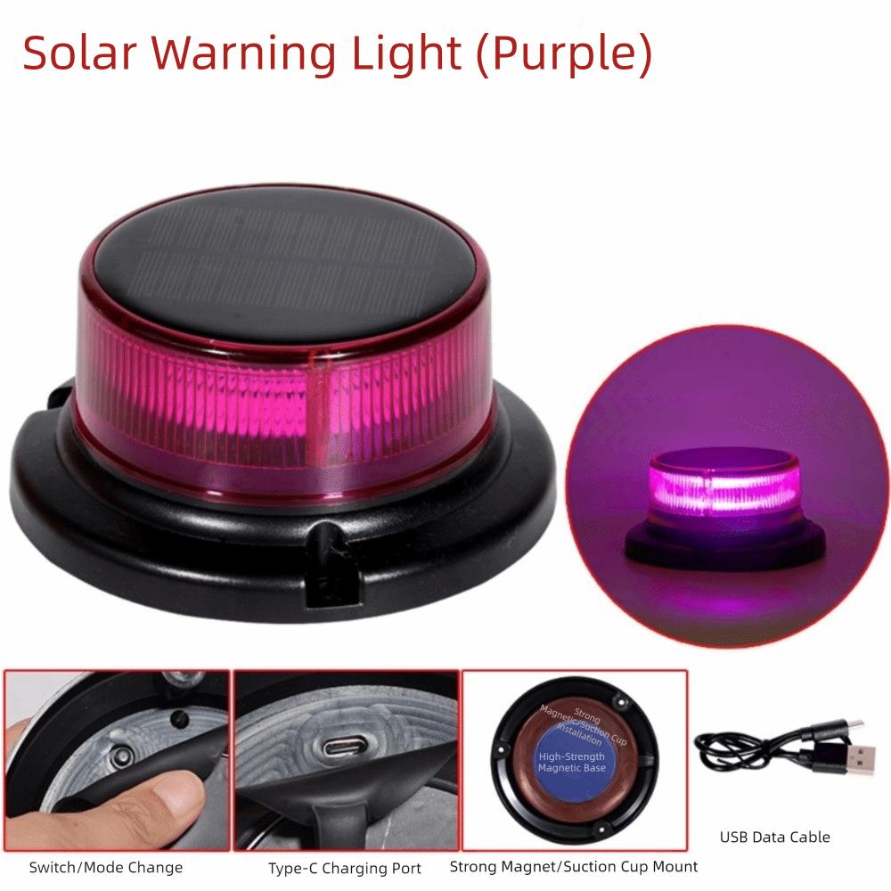 Solar Powered Night Warning Light Rotating Flashing Warning Strobe Light  Car Roof