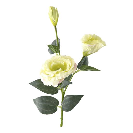 3 Heads Artificial Flower Bouquet Faux Silk Eustoma Lisianthus Flower with Long Stem Fake Floral Arrangement for DIY Wedding Bouquet