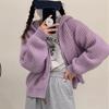 Autumn Winter Women Hooded Zipper Knitted Sweater New Loose Long Sleeved Cardigan Jackets Short Coats Sweet Casual Elegant Solid Color Clothing