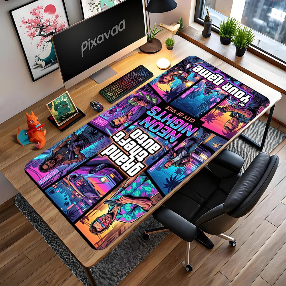 Grand Theft Auto Personalized Name Mouse Pad Keyboard Pad Desktop Mouse Pad Non-Slip Rubber Bottom Suitable for Office Gaming PC Laptop