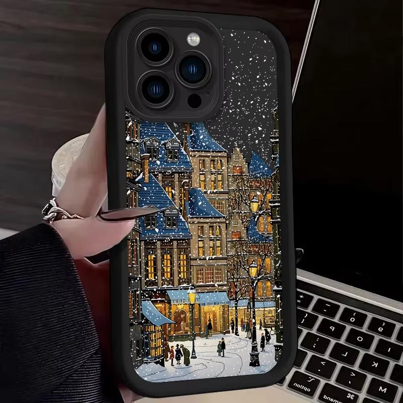 Winter Cartoon Kerst Stijl Sneeuw Telefoonhoesje Voor Samsung Galaxy S25 Ultra S24 S23 FE S22 Plus S21 A54 A55 Zachte Siliconen Cover