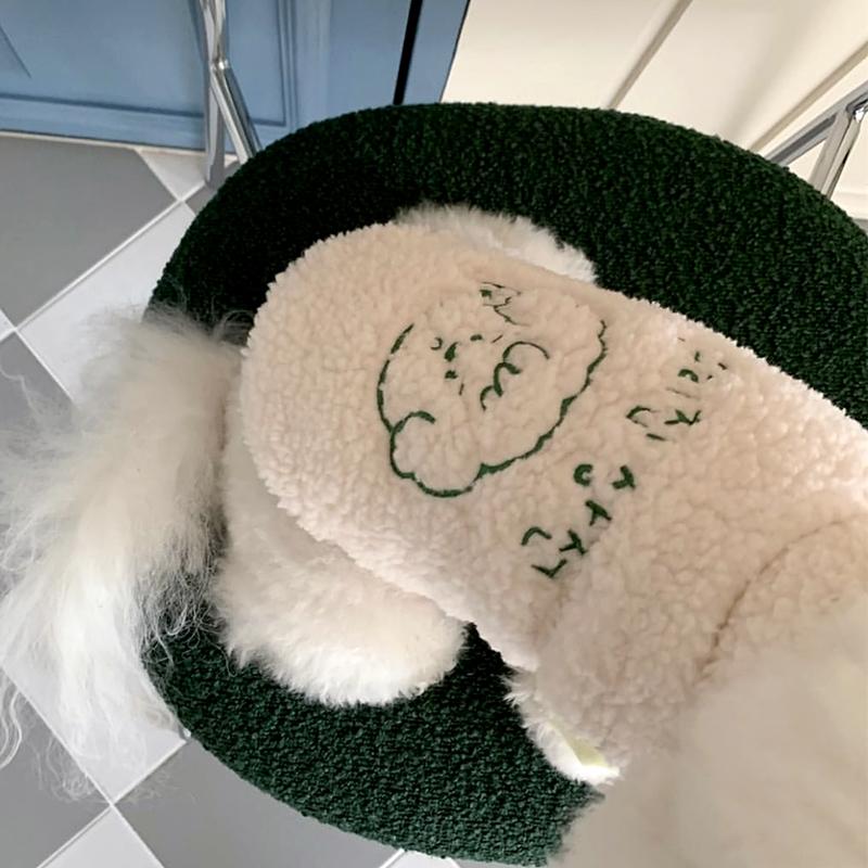 Pet Cotton Coat Teddy Animal Embroidery Vest Small Dog Winter Thickened Jacket Warm Dog Clothes Popular Open Button Shirt
