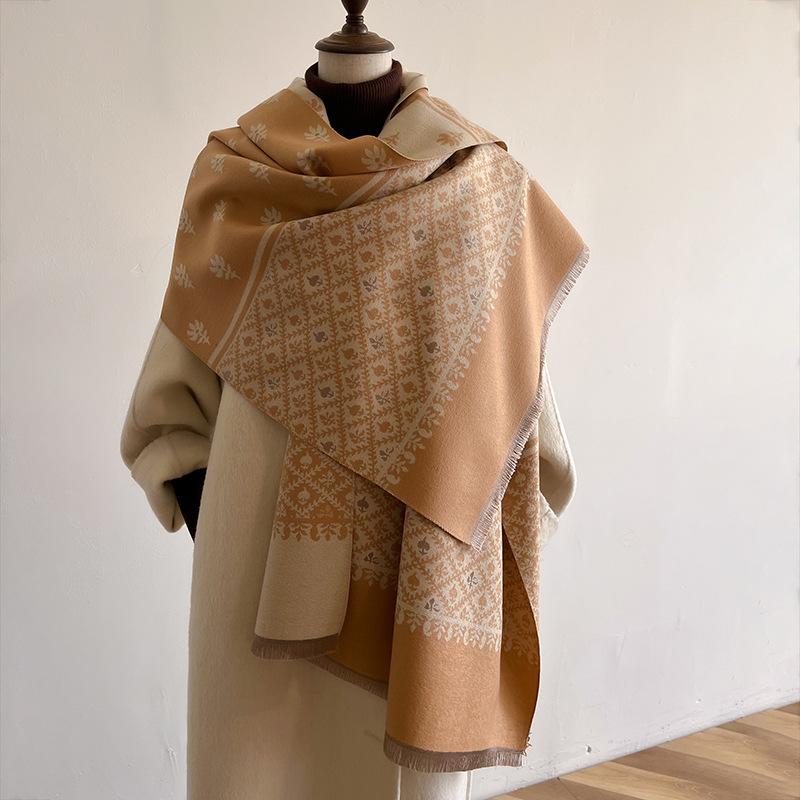 Retro Literature And Art Soft Imitation Cashmere Scarf Female Bohemian Geometry Travel Sunscreen Beach Towel Shawl