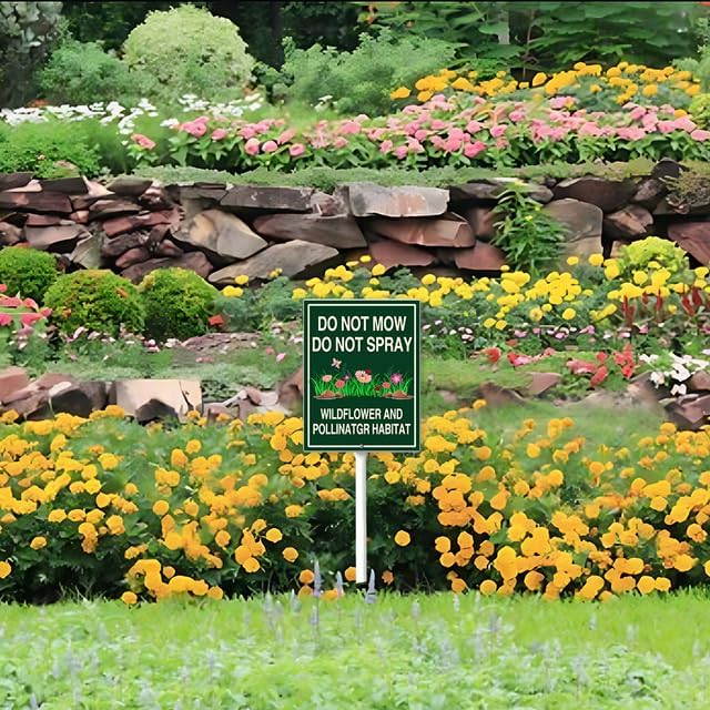 Do Not Mow Sign Do Not Spray Yard Sign Wildflower And Pollinator Habitat Wildflower Lawn Garden Sign 8x12inch Lawn Signs,Rustproof Farm Party Porch
