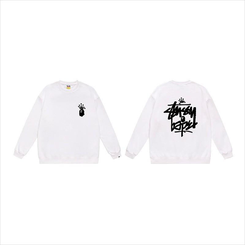 Unisex lässiger übergroßer Rundhals-Pullover mit Schriftzug-Print leichter Baumwoll-Hoodie