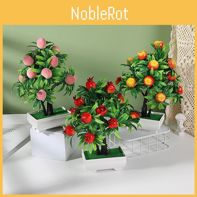 Peach Lemon Simulated Orange Pomegranate Tree Artificial Plant Potted