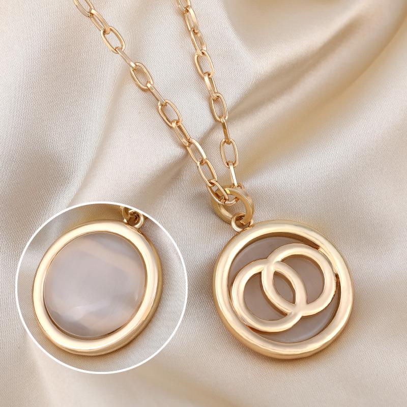 Korean Style Autumn/Winter Double Circle C Necklace - Double-Sided Versatile Sweater Chain Accessory