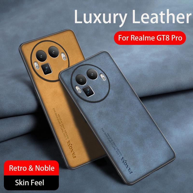 Retro Leather Skin Feel Case For Realme GT8 Pro Realme GT 8 Pro RealmeGT8Pro G Shockproof Matte Silicone Soft Case Cover