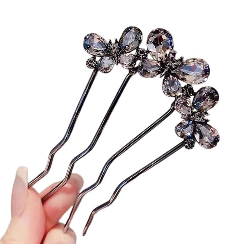 Metalowe Perły Z Cyrkoniami Spinka Do Włosów Wygodny Patyczek Do Włosów Do Gęstych Włosów Bezpieczne Utrzymanie Koka Na Imprezy Bankiety Kobiety