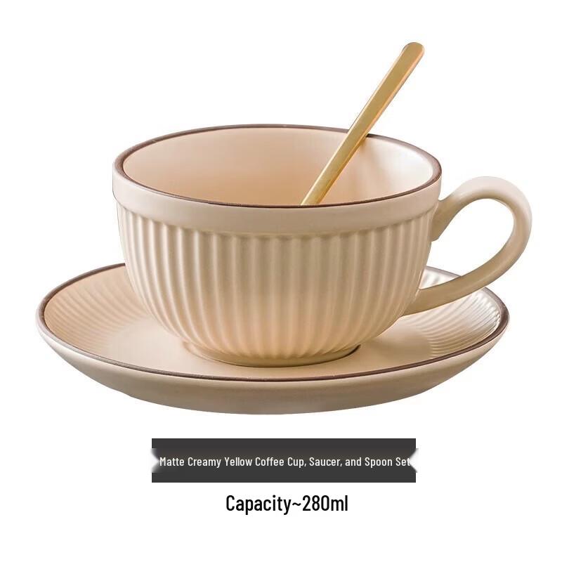 Dirian Ceramic Coffee Cup Set with Saucer & Spoon, 280ml