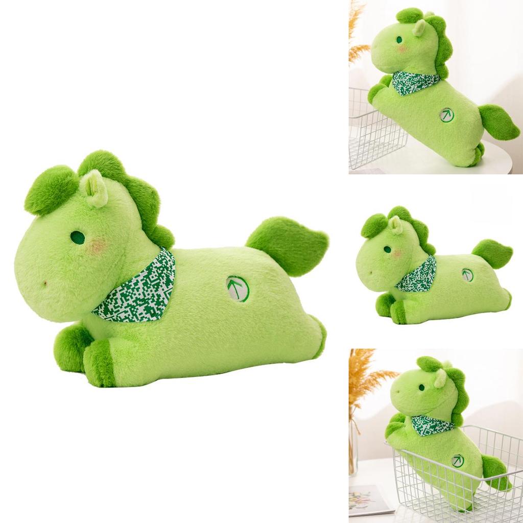 Green Horse Plush Toy With Mosaic Scarf Decor For Kids Bedroom Decor Gift For Children