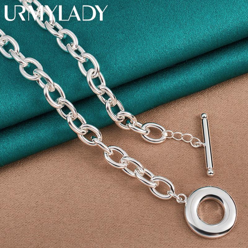 URMYLADY 925 Sterling Silver Round OT Chain 18 Inch Charm Necklace For Women Fashion Jewelry