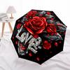 1pc Rose Love Print Automatic Folding Umbrella, 8-Rib Iron Frame, Casual Outdoor Accessory for Birthday Festival Gifts yy251128174