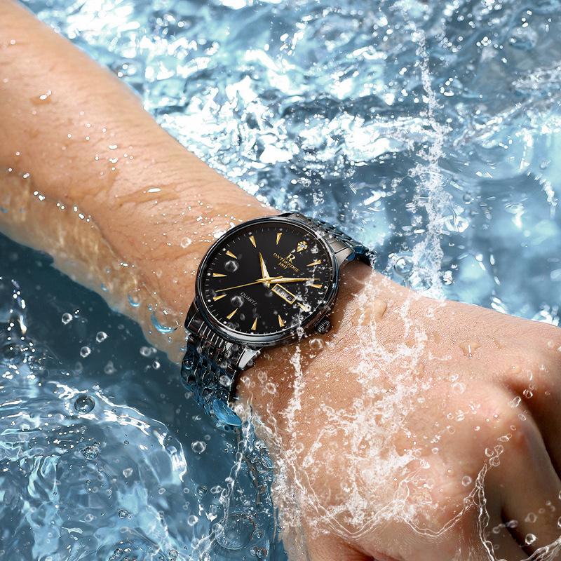 ONTHEEDGE Men's Business Watch Glow-in-the-dark Waterproof Non-mechanical Watch