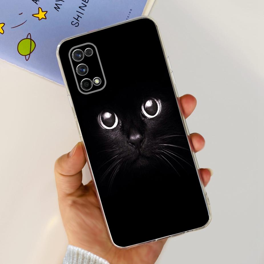 For Realme 7 Pro Case RMX2170 Cute Cat Flowers Painted Cover Clear Silicone Soft TPU Phone Case For Realme 7 Pro Realme7 5G Bags