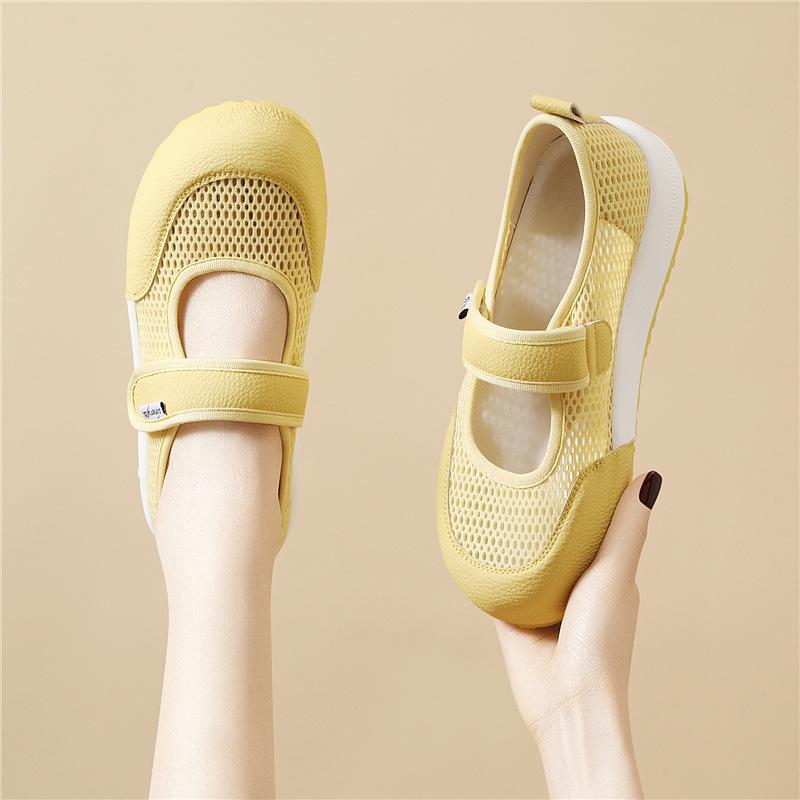 Mary Jane net shoes increase in height in spring and summer, soft sole, breathable and versatile, casual moral training, Velcro princess style shoes