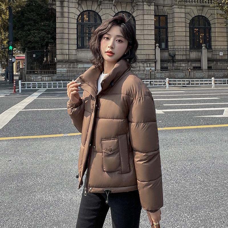 Women's windproof stand-up collar lightweight fluffy warm cold loose short casual sports high-quality fabric jacket cotton jacket