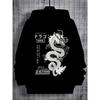 Boy Japanese Anime Dragon print Flower Hoodie -3D White Dragon with Japanese Design, Soft Polyester Hoodie Suitable for Indoor/Outdoor Activities