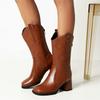 2025 Winter Warm Fur Boots Womens High Heels Female Shoes Black Mid Barrel Woman Boots Chunky Heel Boots Women Large Size 46