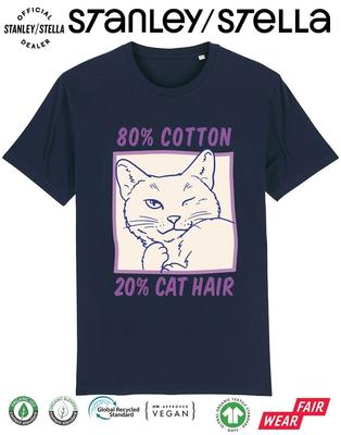 80% Cotton 20% Cat Hair T-Shirt Funny Kids Pet Gift /  Top
