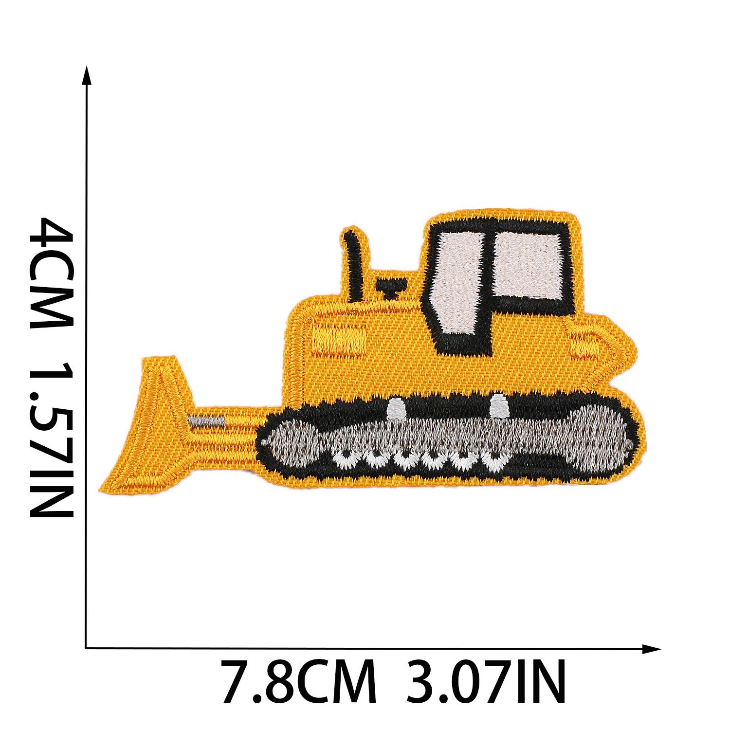 Vehicle Embroidery Cloth Sticker Cartoon Construction Vehicle Patch Sticker Bag Decoration Excavator Embroidery Sticker Tractor no. 10_3 pieces