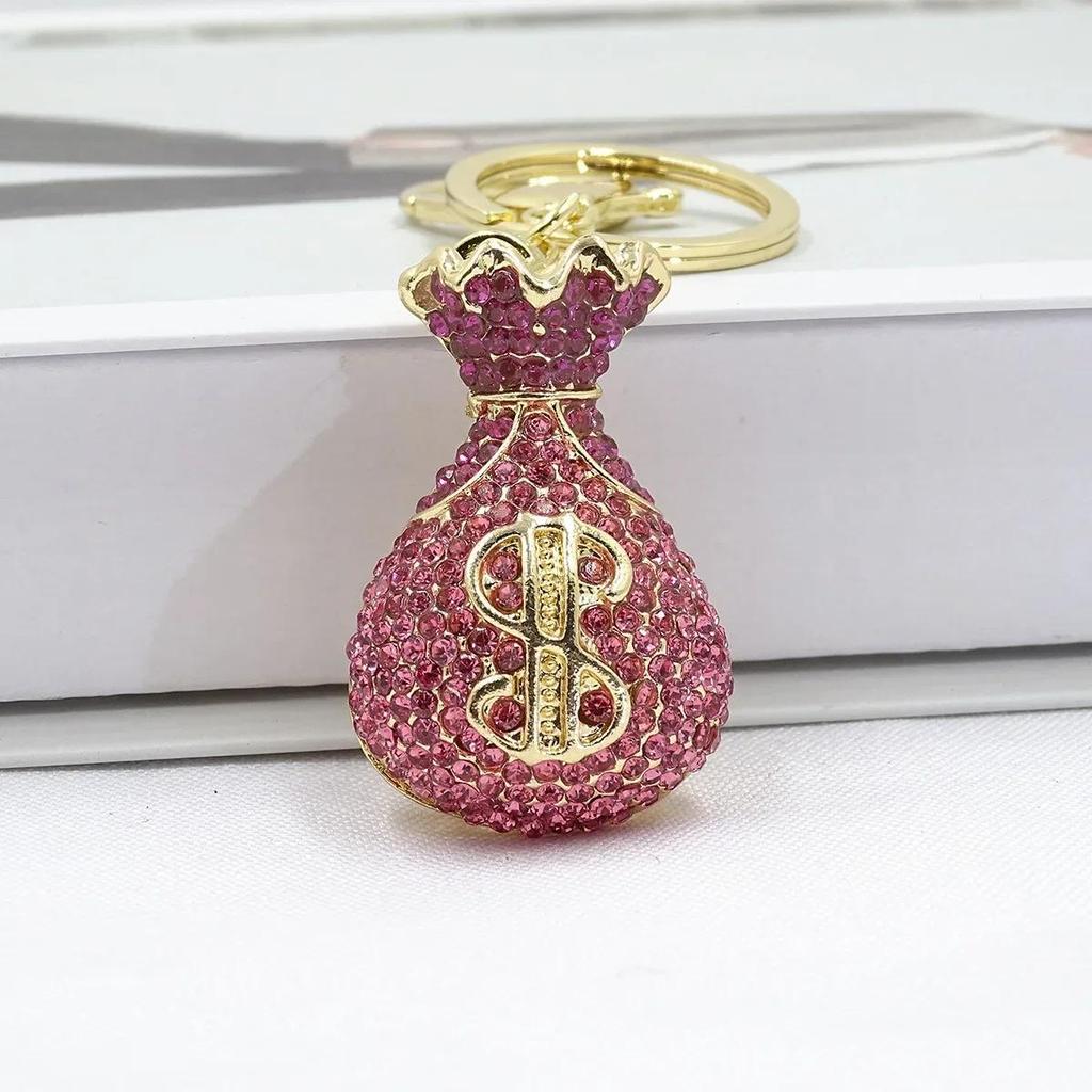 3D Dollar Bag Shaped Women's Bag  Accessories Rhinestone Key Chain Fashion Pendants Party Favors Car Keys Decoration Accessory