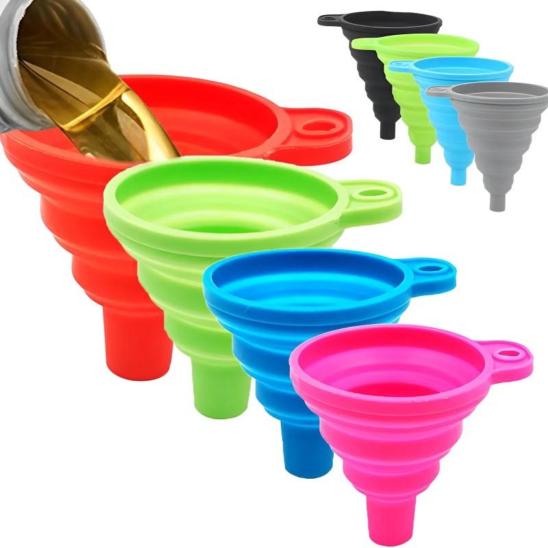 10Pcs Foldable Car Engine Funnel Silicone Liquid Funnel Washer Fluid Change Portable Car Engine Oil Change Funnel Car Accessories