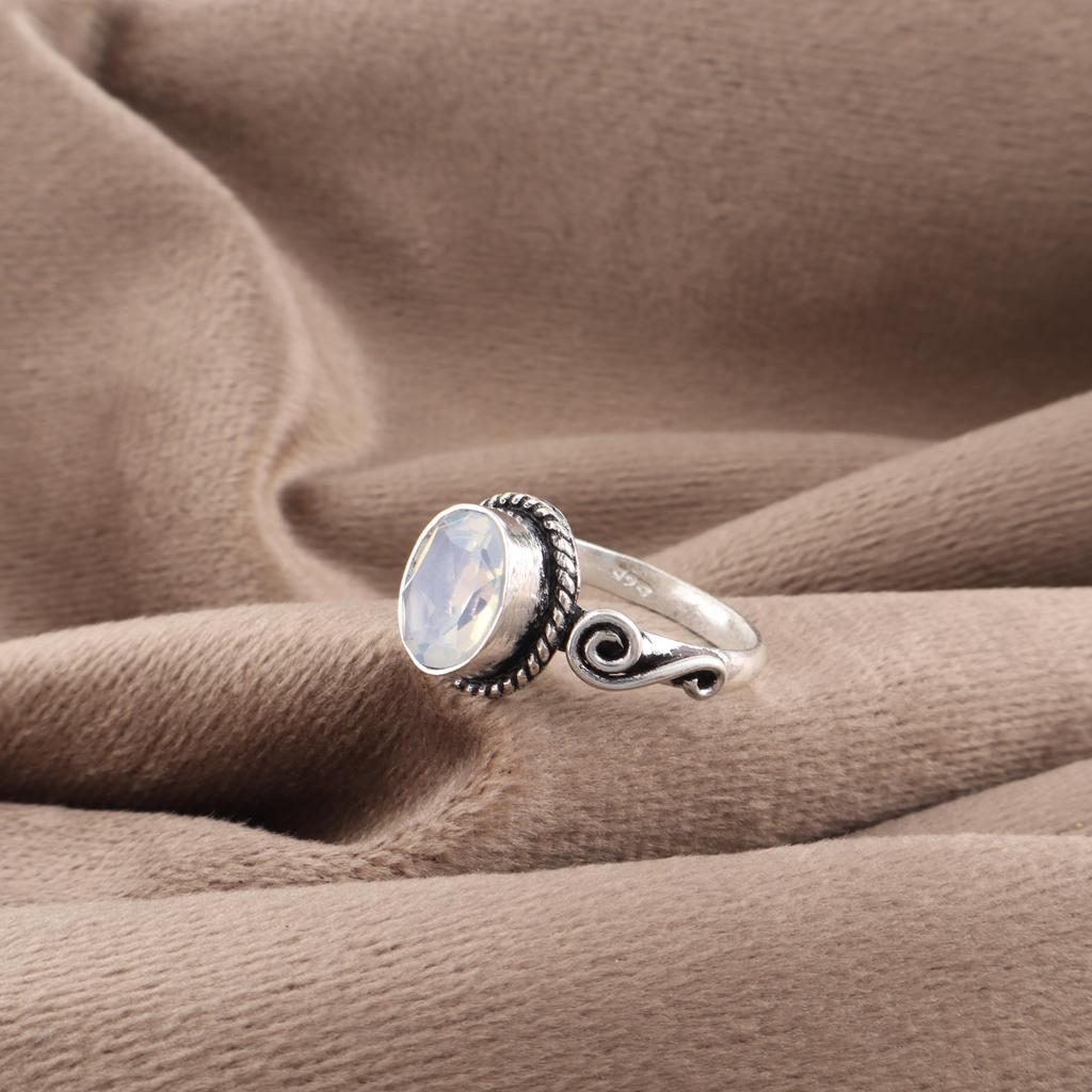 Milky Opal Handmade Latest Design Jewelry Ring, 925 Solid Sterling Silver Gemstone Ring, Gift For Mother