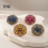 Vintage Clothing Pin Hollow Rhinestone Flower Brooch, Floral Lapel for Women Accessory Women, Bling Badge Jewelry Accessories Retro Alloy Pins