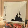 Cartoon Black Kitten Wall Tapestry for Bedroom Decor Unique Cat Theme Decorative Wall Hanging Art for Living Room Bedroom