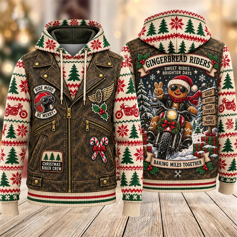 Christmas Series Men Hoodie Fun 3D Print Autumn Winter Fashion Coat Comfortable Warm Round Neck Long Sleeve Pocket Large Size Hoodies