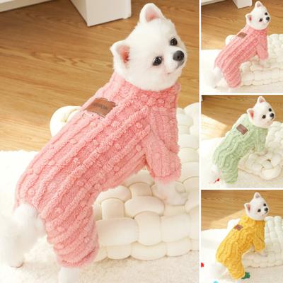 Hunde-Pyjama Plüsch Rollkragen Hunde-Pullover mit D-Ring Winter Warme Kleidung Welpen-Onesies für Junge Mädchen Kleine Mittelgroße Hunde